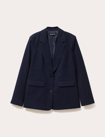 Veste blazer droite bleu marine femme