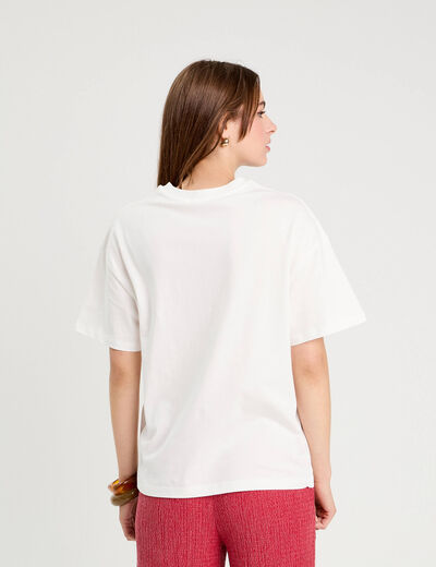 T-shirt manches courtes ecru femme
