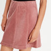Jupe trapèze en velours vieux rose femme