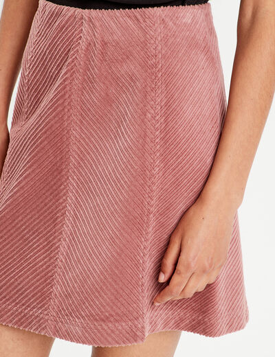 Jupe trapèze en velours vieux rose femme