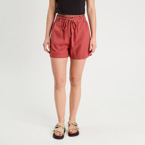 short regular contenant du lin vieux rose femme Short regular contenant du lin vieux rose femme