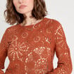 Pull ajouré effet crochet terracotta femme