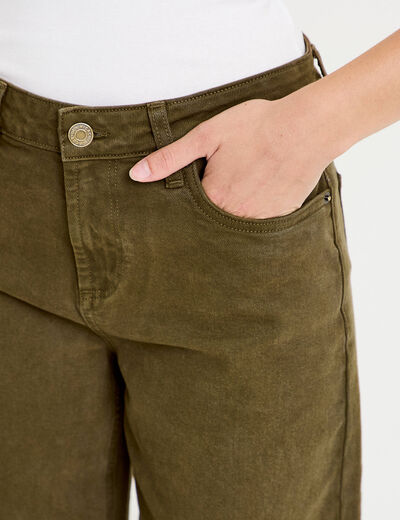 Jean bootcut en velours vert kaki femme