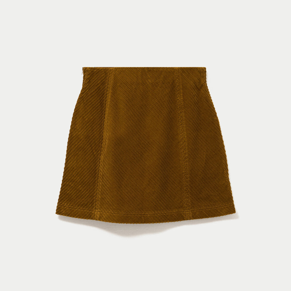 Jupe trap&egrave;ze en velours vert olive femme