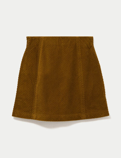 Jupe trap&egrave;ze en velours vert olive femme