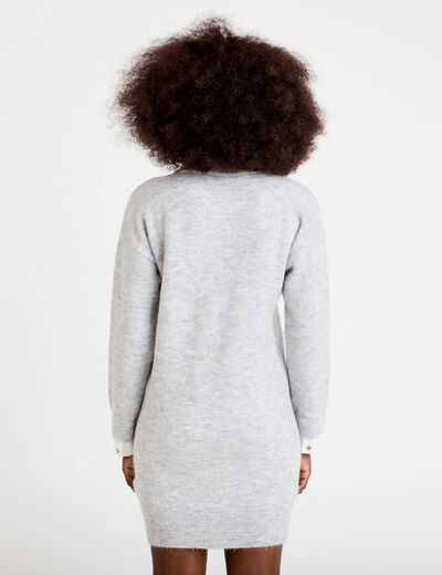 Robe pull droite manches longues gris femme