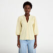 Blouse ample col v manches 3/4 jaune clair femme