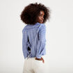 Chemise droite cropped col classique bleu gris femme