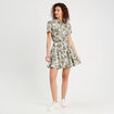 Robe chemise évasée vert femme