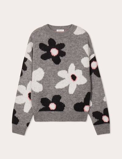 Pull manches longues gris clair femme