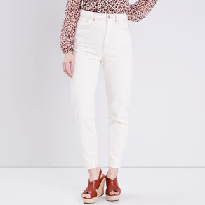jeans mom taille haute ecru femme Jeans mom taille haute ecru femme