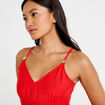 Robe courte d&eacute;collet&eacute; bretelles fines rouge femme