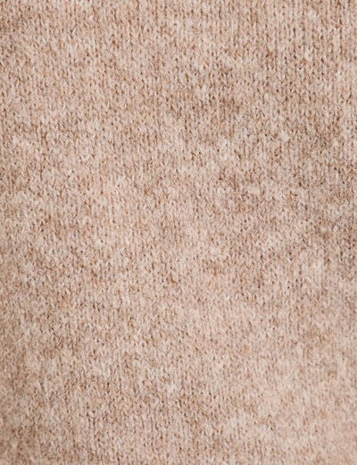 Pull col montant manches longues taupe femme