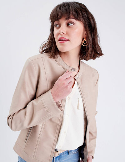 Veste droite zippée sable femme