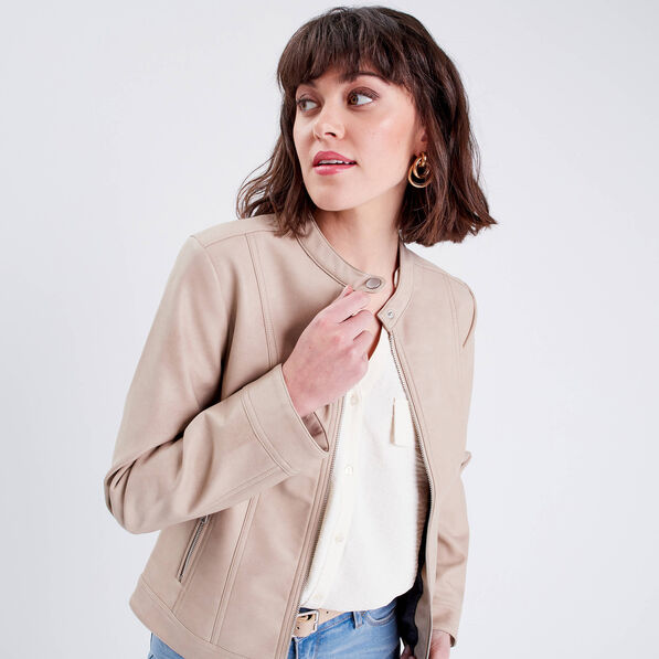 veste droite zippee sable femme Veste droite zippée sable femme