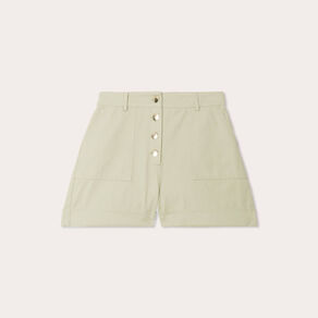 Short regular boutonné en jean vert pastel femme