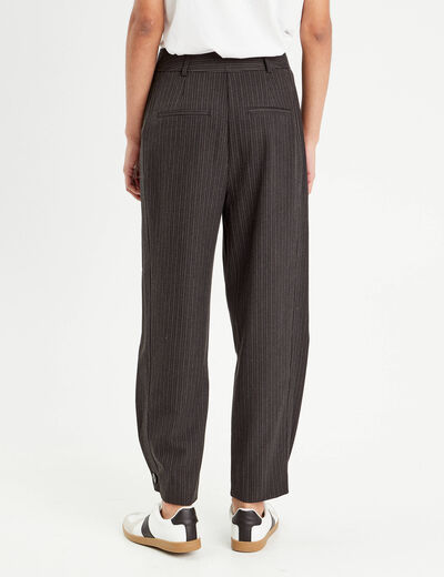 Pantalon balloon taille haute gris femme