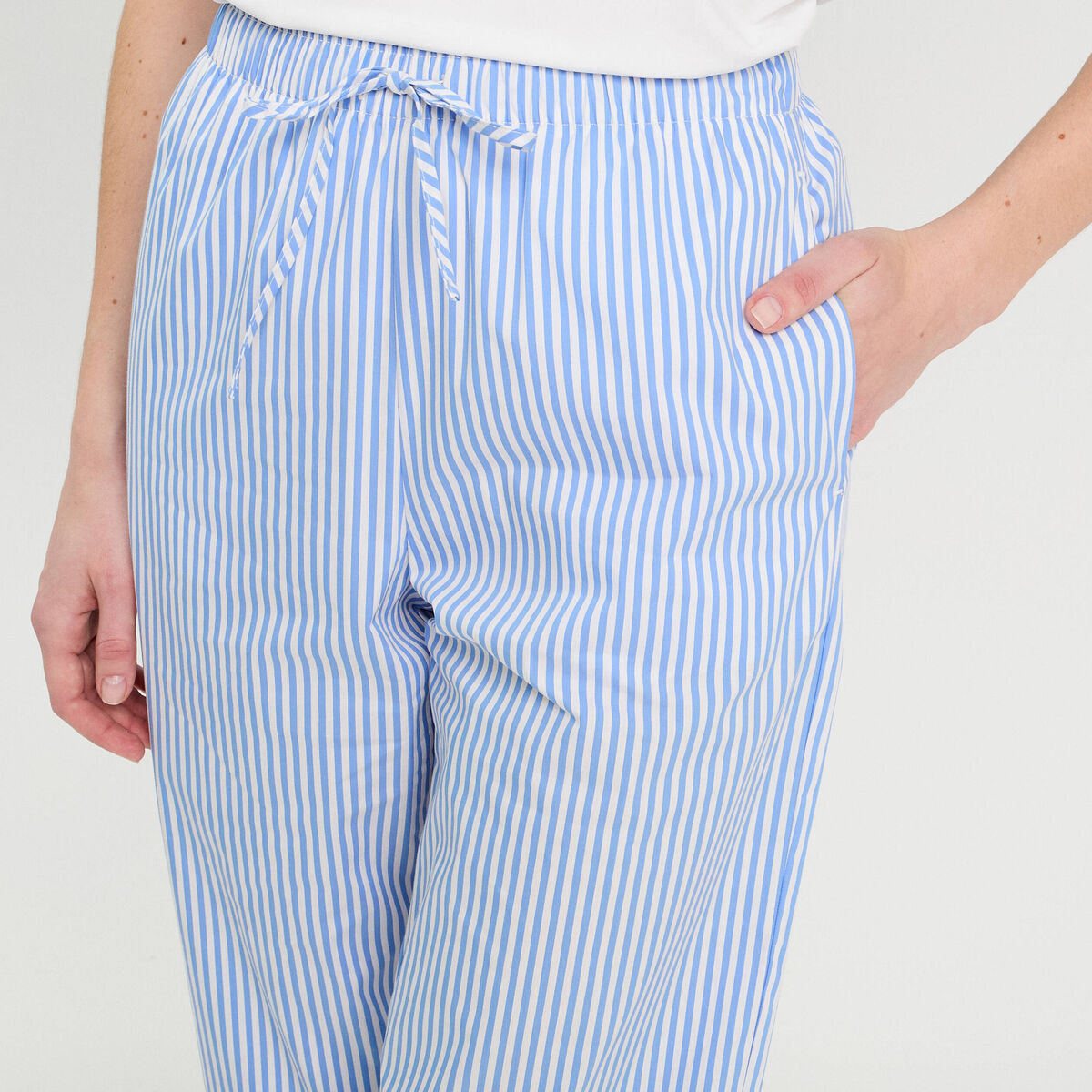 Pantalon large élastiqué bleu foncé femme