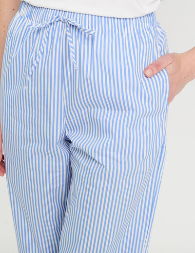Pantalon large élastiqué bleu foncé femme