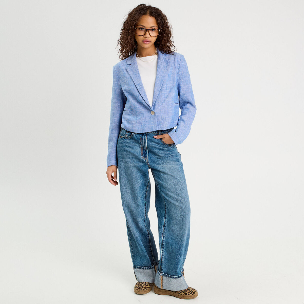 Veste esprit blazer bleu gris femme