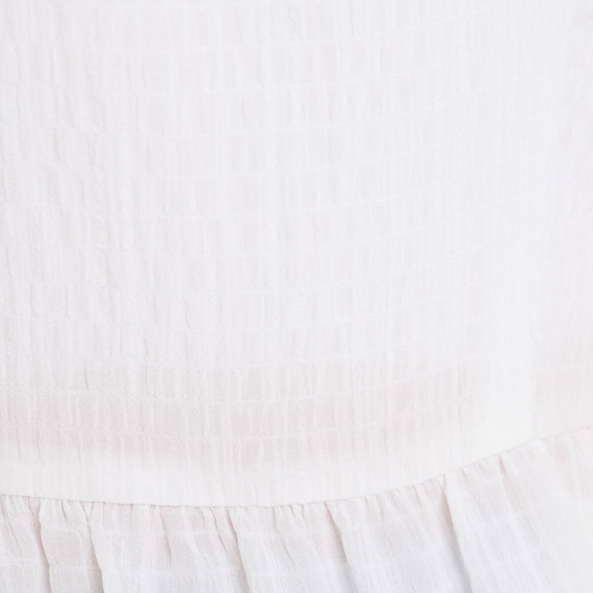 Blouse droite courte col v manches 3/4 blanc femme