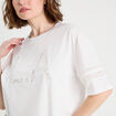 T-shirt cropped brodé blanc femme