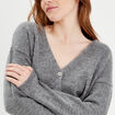 Gilet boutonné avec col en V gris foncé femme