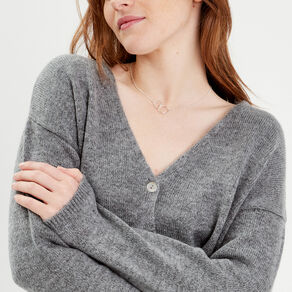 Gilet boutonné avec col en V gris foncé femme