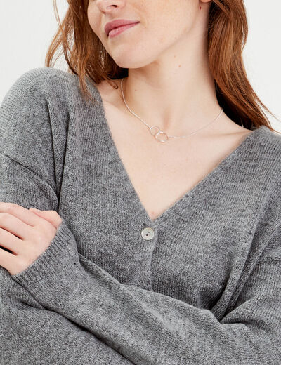 Gilet boutonné avec col en V gris foncé femme