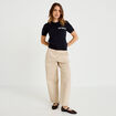 Pull ample manches courtes bleu marine femme