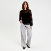 Blouse dentelle manches longues noir femme