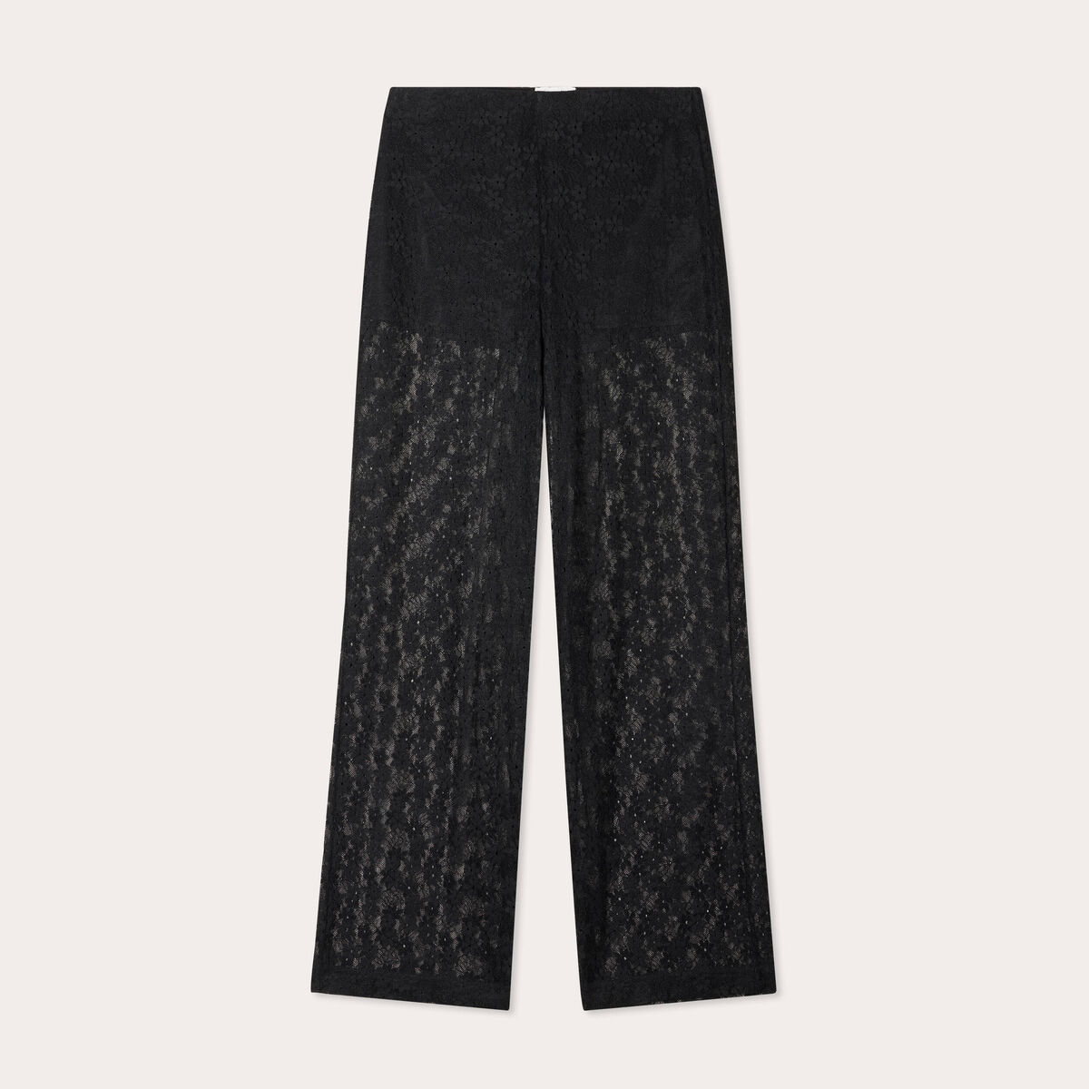 Pantalon dentelle large noir femme