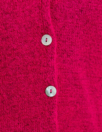 Gilet boutonné avec col en V rose fushia femme