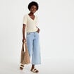 Jean wide leg cropped taille standard denim bleach femme