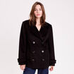 Caban col tailleur manches longues noir femme