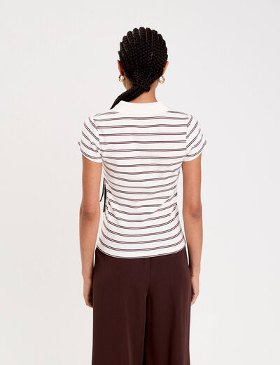 polo col chemise manches courtes rouge foncé femme