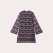 Robe trapèze col montant violet femme