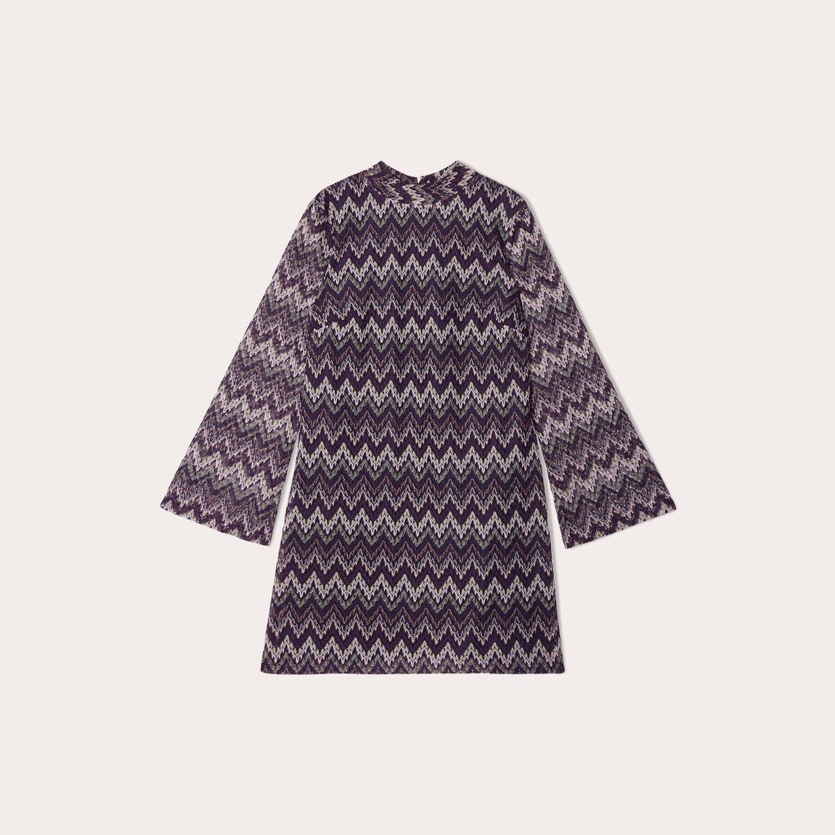 Robe trapèze col montant violet femme