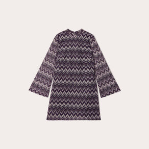 Robe trapèze col montant violet femme