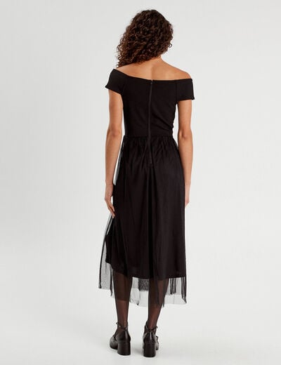 Robe midi bustier évasée noir femme