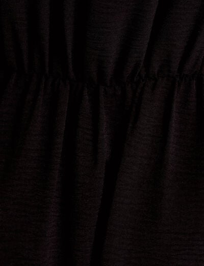 Robe courte &eacute;vas&eacute;e col v manches longues noir femme