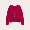 Gilet boutonn&eacute; avec col en V rose fushia femme