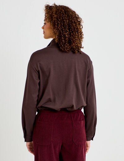 Veste cropped bas resserr&eacute; marron fonc&eacute; femme