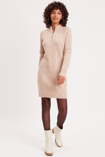 Robe pull col camionneur sable femme