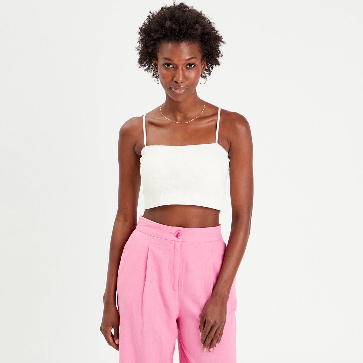 Brassi&egrave;re cropped c&ocirc;tel&eacute;e ecru femme