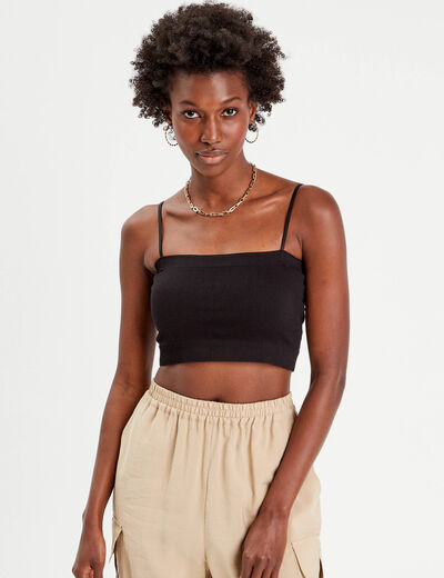 Brassi&egrave;re cropped c&ocirc;tel&eacute;e noir femme