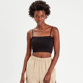 brassiere cropped cotelee noir femme Brassière cropped côtelée noir femme