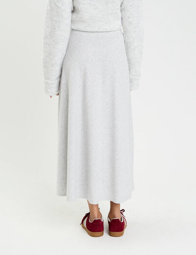 Jupe longue &eacute;vas&eacute;e en maille gris clair femme
