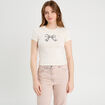 T-shirt manches courtes ajusté ecru femme