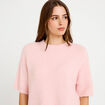 Pull manches courtes rose clair femme